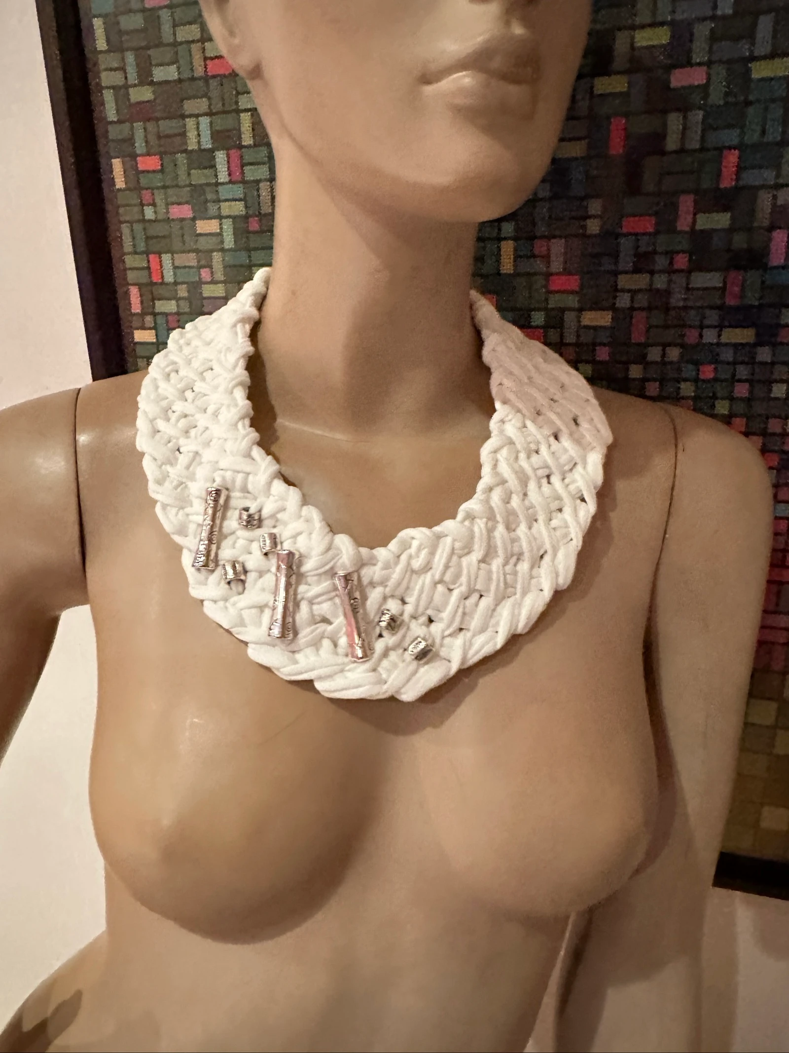 Handmade white necklace 